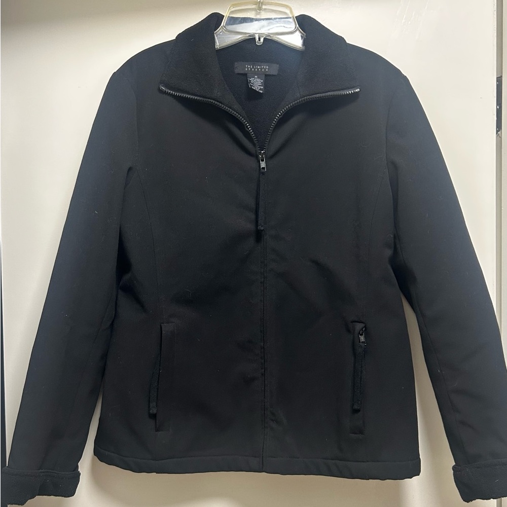 🟢THE LIMITED Stretch Jacket Black Size M Full Zip Fleece Lining🟢